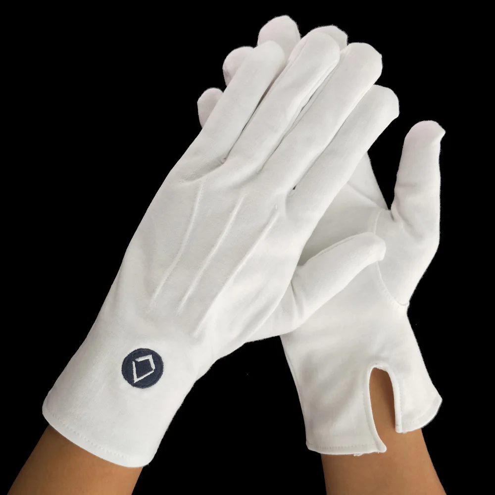 
long marching band gloves/white cotton military glove 