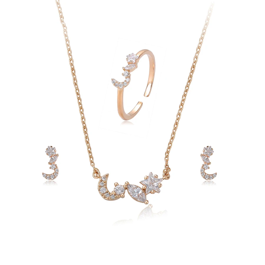 64497 Xuping latest gold jewellery designs fancy artificial 18k gold three pieces bridal jewelry set, artificial jewellery