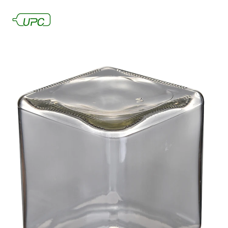 Custom size clear durable recyclable food supplement square glass jar