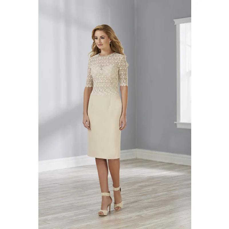 Lace Sheath Mother Of The Bride Dress Ladies Midi Formal Dresses Half Sleeve Wedding Guest Dress 2021