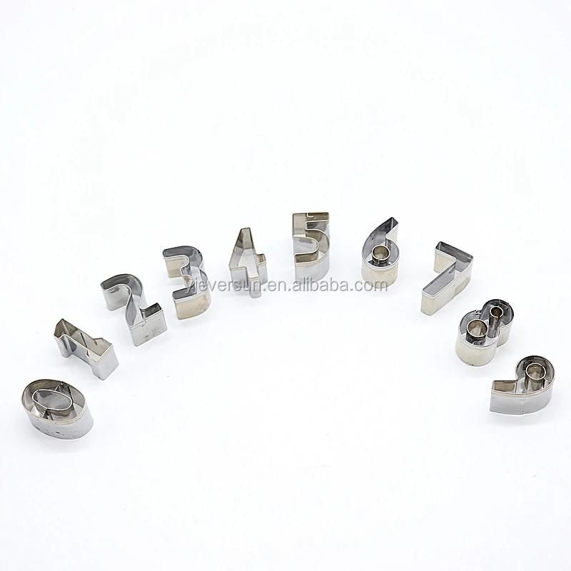 10 pcs stainless steel kitchenware Arabic number design cookie cake biscuit cutter set press mold mould tools stamp
