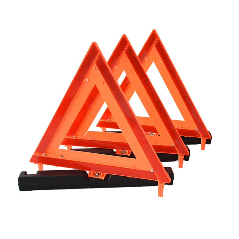 3 Packed High Reflective Emergency Roadside Early Red Warning Triangle for Roadside Safety