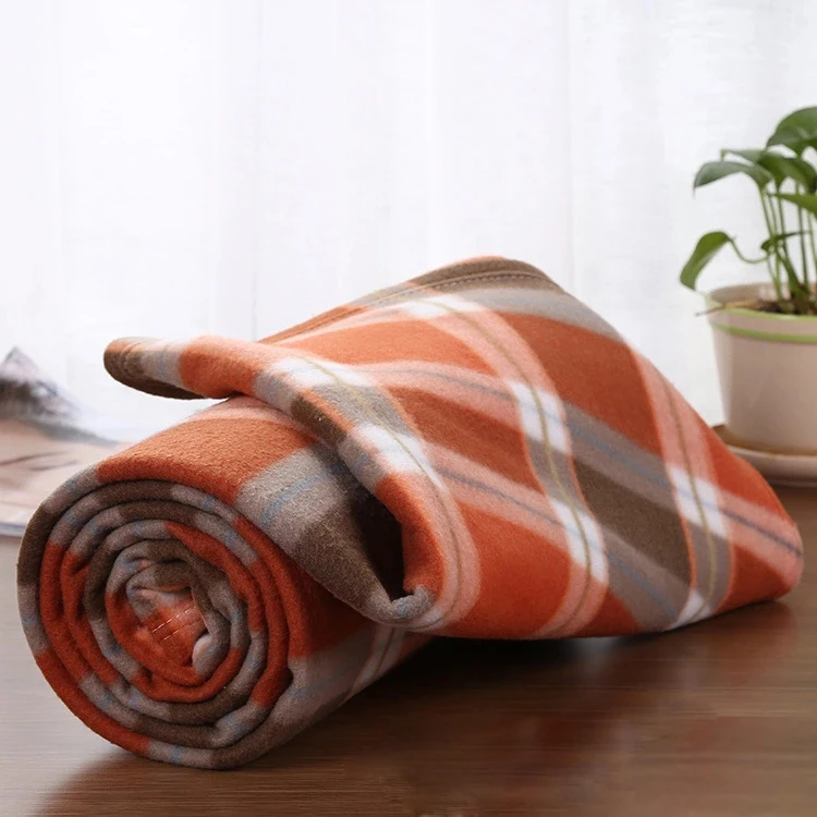 cheap price 100% Polyester plaid blanket scarf printed picnic polar fleece blanket in stock