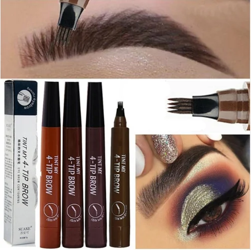 
wholesale women fashion 4 fork liquid waterproof eyebrow tattoo pencil 
