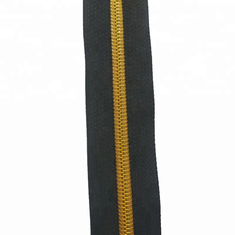 Competitive Price Good Quality Zipper Gold Teeth Plastic Nylon Zipper For Garment Production