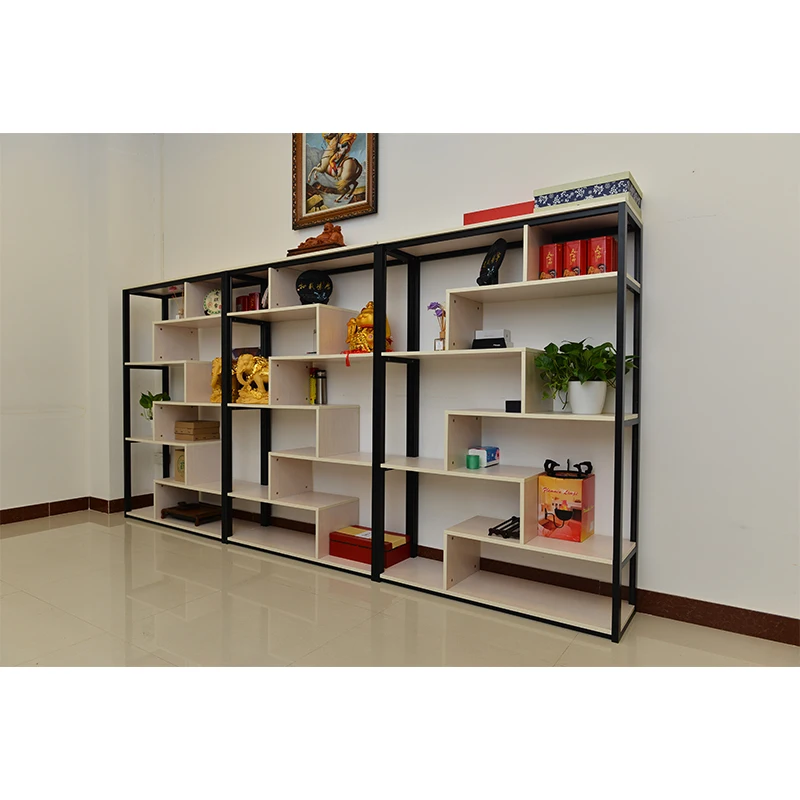Customized new style high quality open aluminum and wooden book shelf for sale