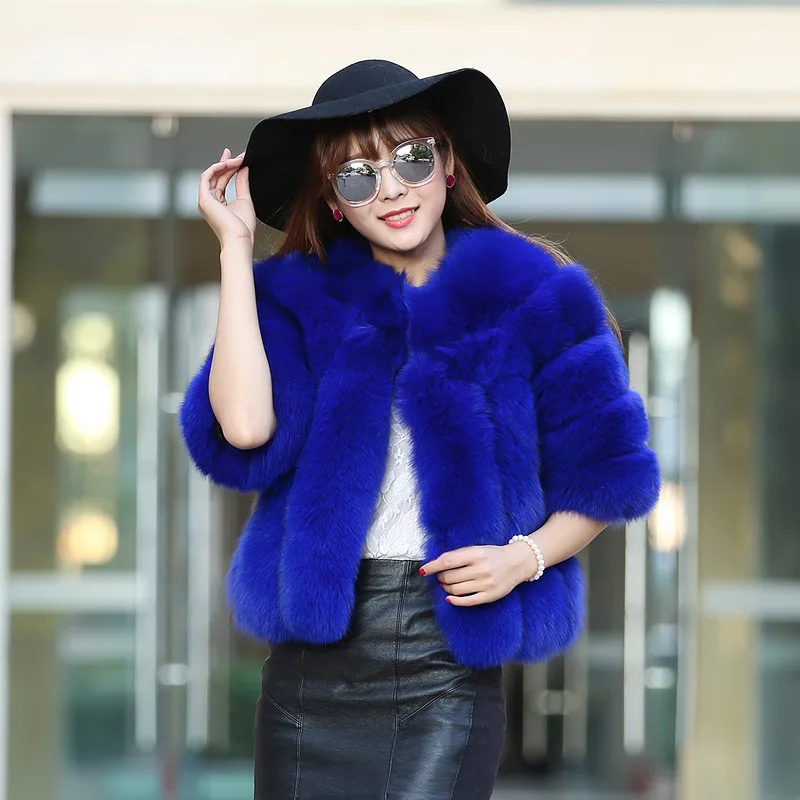 YQ12 New Fashion Winter Woman short Fur Coat & Black Fox Fur Jacket
