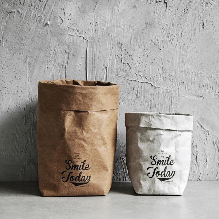 Bakery Bread Plant Bag for Sale Nordic Design Washable Kraft Paper Customized Offset Printing Grocery Heli Flexiloop Handle