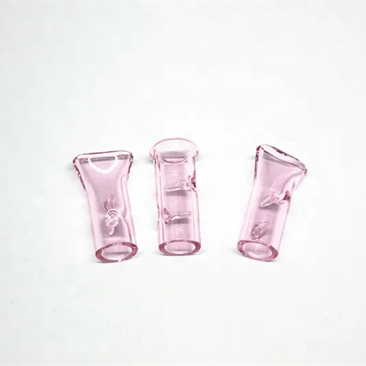 clear pink glass filter tip 8 10 12mm custom shape cigar holder glass pipe for rolling paper