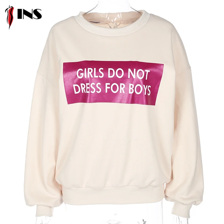 
Spring ladies sweater t-shirt new design plus thick velvet letters printed loose pullover sweater wholesale 