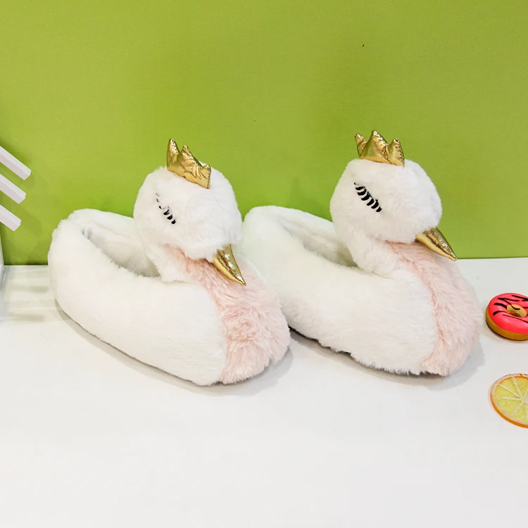 Детские домашние тапочки из искусственного меха, зимние тапочки, пушистый лебедь, оптовая продажа, тапочки для девочек