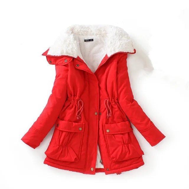 Ladies Red Parka Jacket - Coat Nj