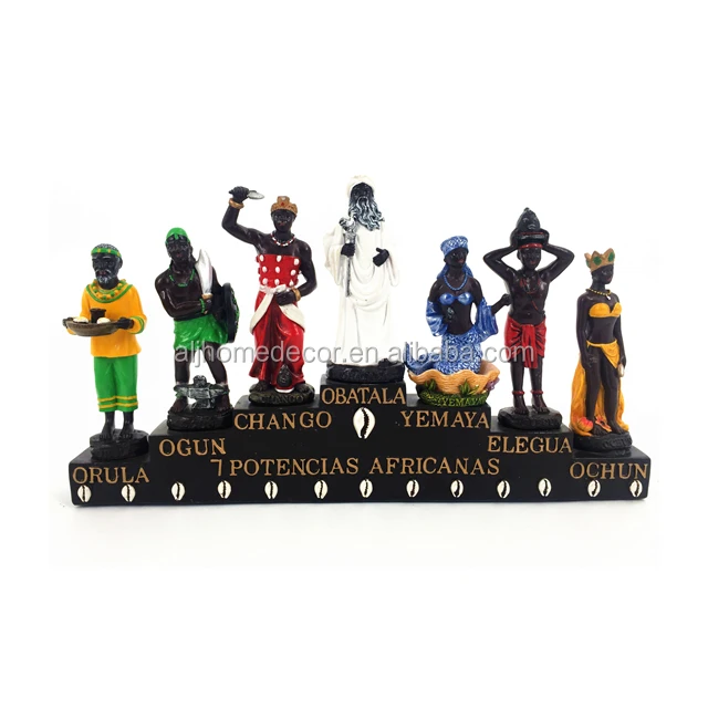 
7 POTENCIAS AFRICANAS Orisha Resin Statue Yoruba Sculpture Santeria Figurine ST Botanica Sculptures 