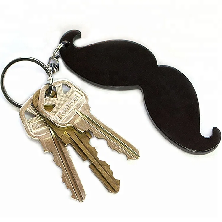 Custom Personalized Multi-function Black Mustache Opener Keychain