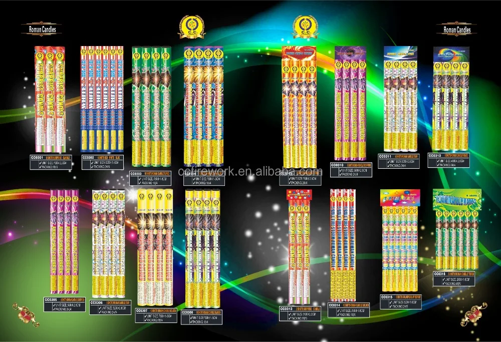 T6234--T6515 Chinese Roman Candle Fireworks birthday cake candles firework