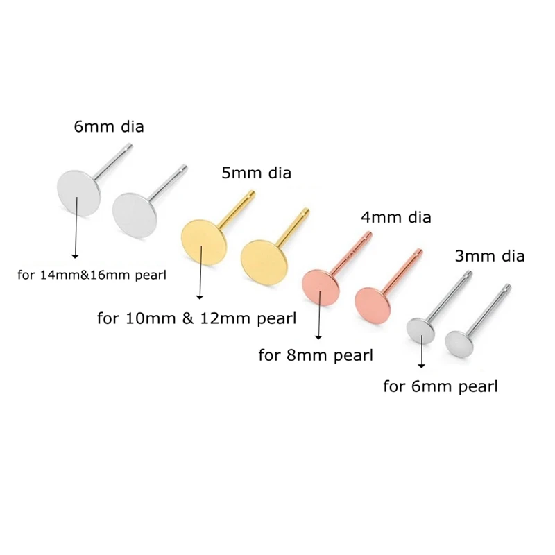 DIY jewelry  925 sterling silver blank earring accessories for flat pearl stud earrings base for jewelry making