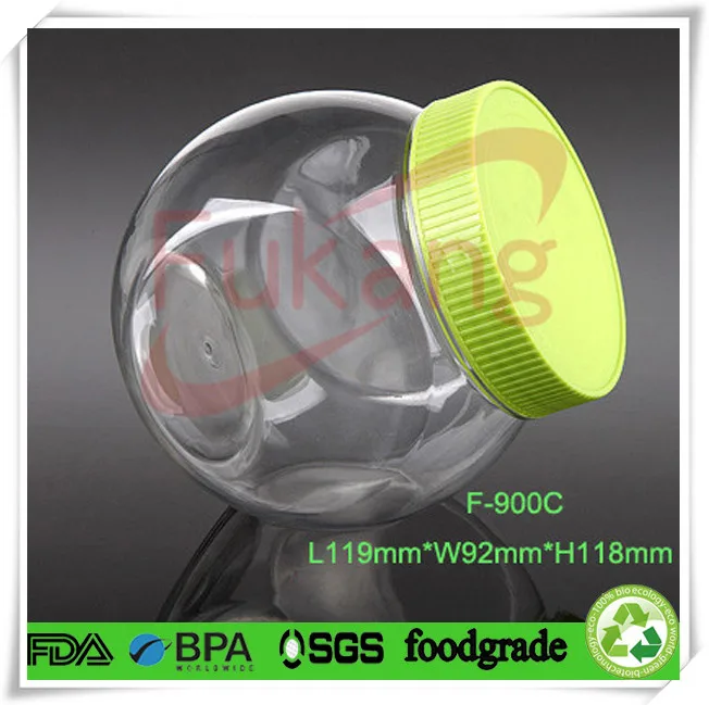 1300ml food grade clear octagon plastic pet bottle with cap, plastic jars for candy nut gift wholesale made in China supplier