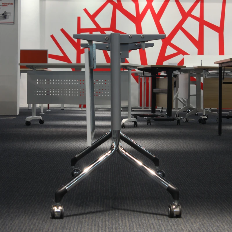 Factory Direct Sale Melamine Mental Base Table Furniture Leg Steel for Table Modern with Wheel Training Folding Desk