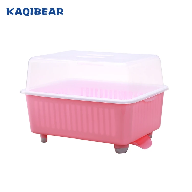 Пластиковая кухонная подставка для посуды с крышкой, сушилка для посуды, пыленепроницаемый контейнер для хранения посуды