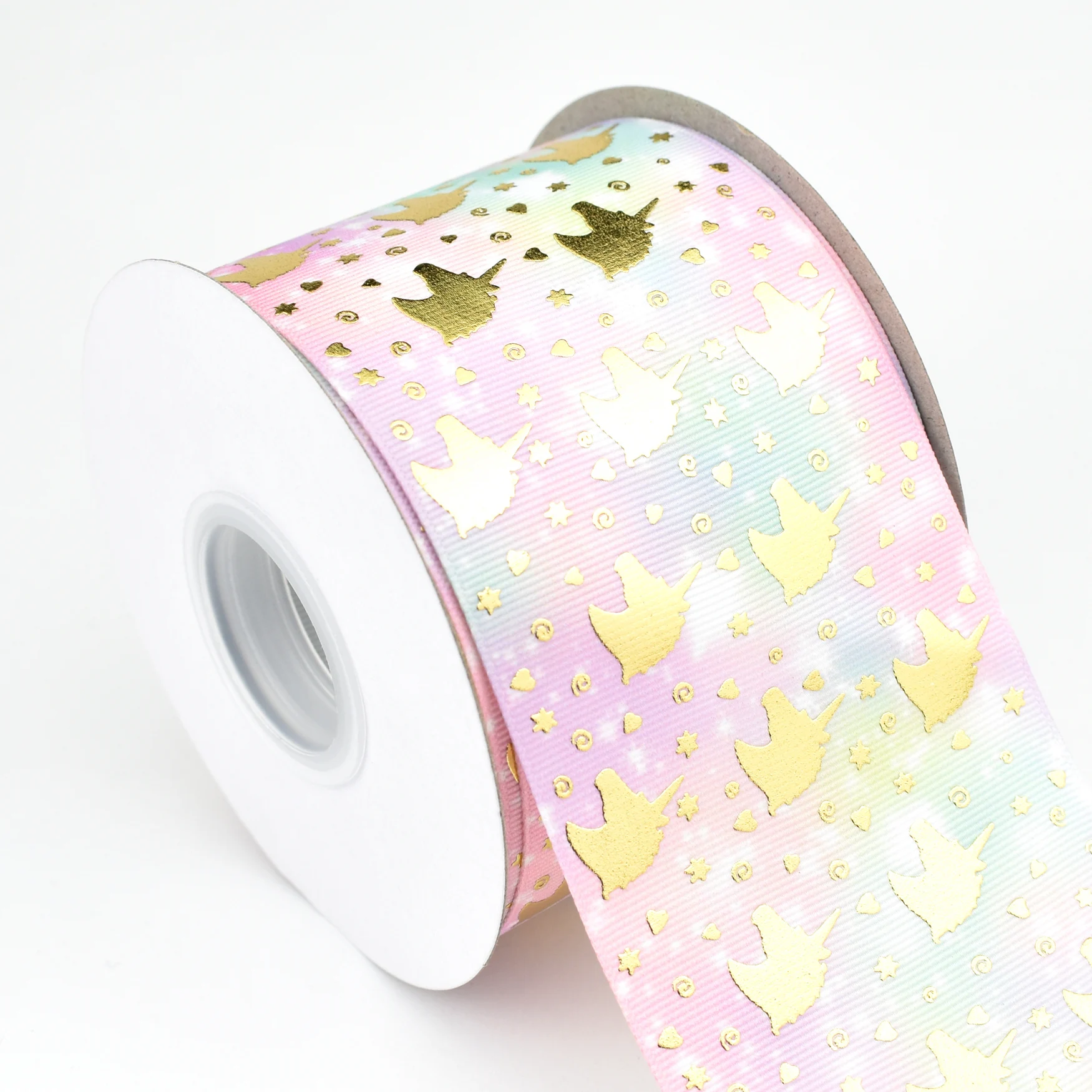 HSDRibbon high quality  pattern unicorn gold foil on HT grosgrain ribbon
