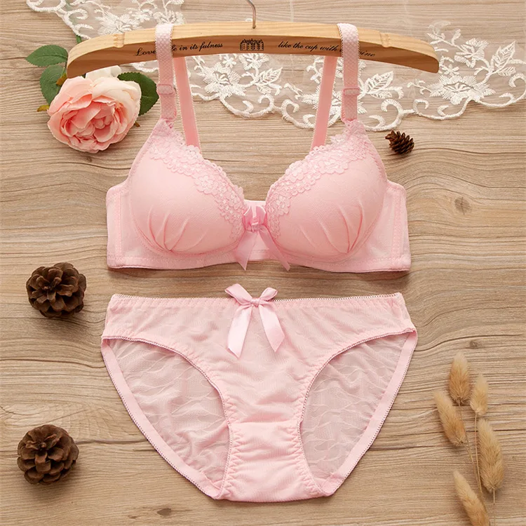 Wholesale latest design bien set cotton bra lace panties bra & brief sets young girl bra set
