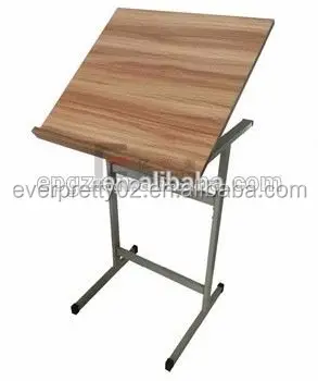 Wooden adjustable drafting table,school adult drawing table