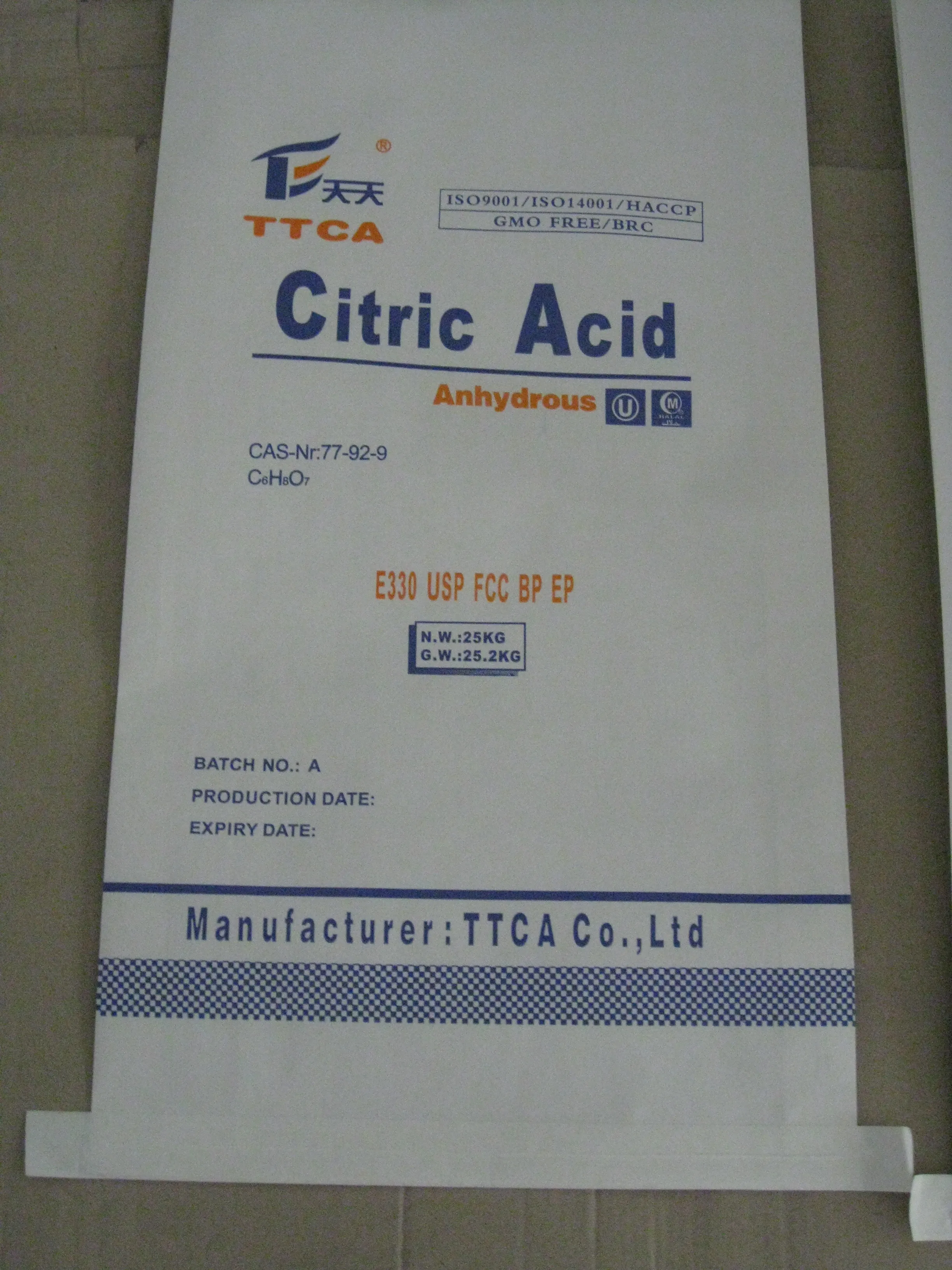 
Ensign BrangCitric Acid Monohydrate/Anhydrous BP/EP/USP 