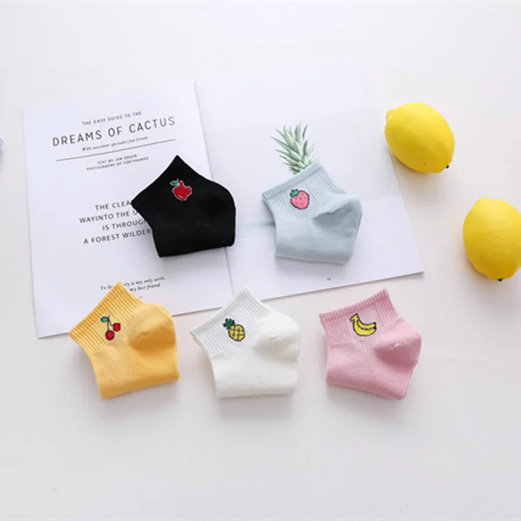 
UP GRAD Spring and summer cotton color fruit boat socks lovely lady socks 