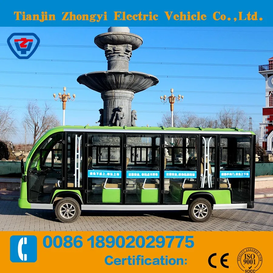 ISO approved 14 electric sightseeing bus for passenger low speed