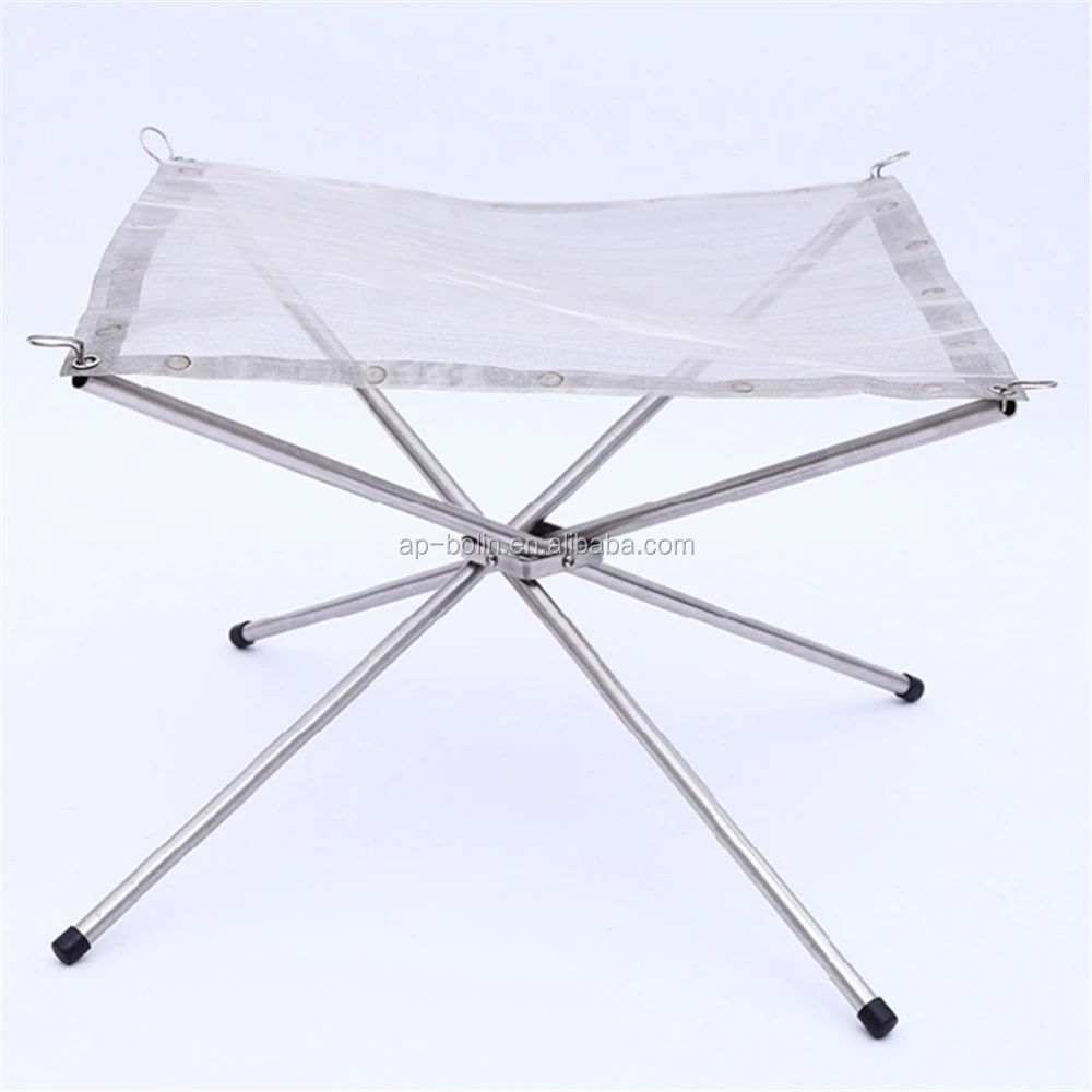 Portable Stainless Steel Mesh Burning Stand Folding Outdoor Fire Pit