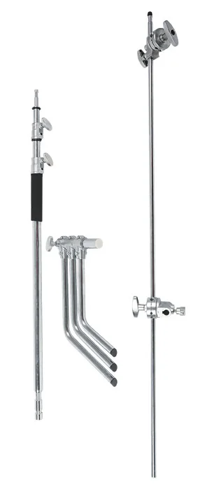 Photo Video Studio Heavy Duty Stainless Steel C Stand with Boom Arm and 2 Grip Head for Studio Strobe Softbox Reflector