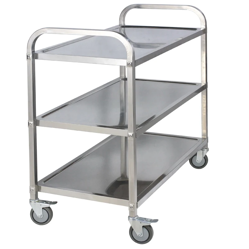 Stainless Steel 3 layer dinner serving trolley cart