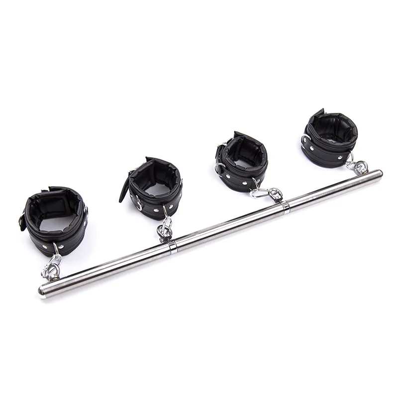 Stainless Steel Bondage Spreader Bar with Metal Hooks for Removable Bondage Cuffs bdsm Adult Game or Fetish
