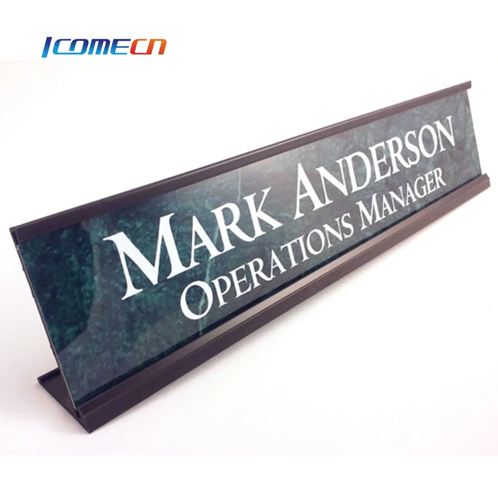 Desk Top Grooved Metal Nameplate Holder