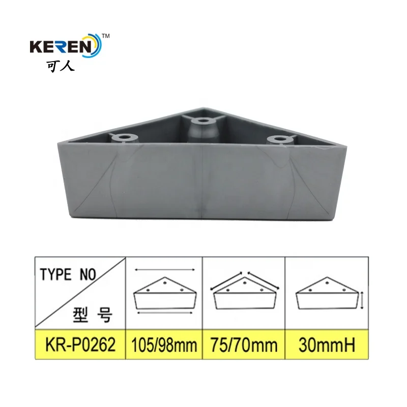 Tall Triangle Corner Plastic Sofa Legs In Silver Grey,sofa Leg Corner With Free Sample