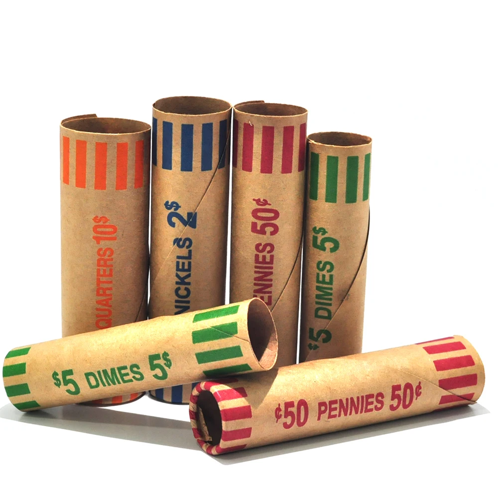 Custom Design Cost-effective Assorted Kraft Paper Tubular Coin Wrappers