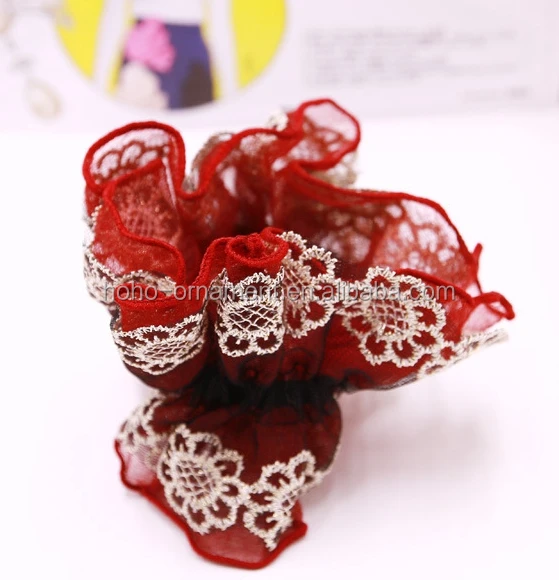 
Винтажные кружевные красные большие тканевые резинки для волос, завязки для волос, держатель для конского хвоста на испанском языке 