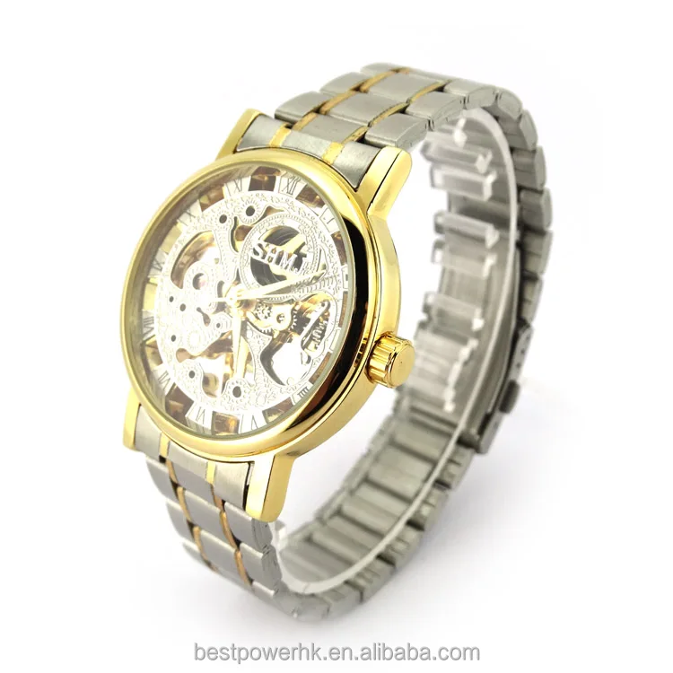 Newest Luxury Stainless Steel Golden Case Mechanical automatic Skeleton Men Watch 2019