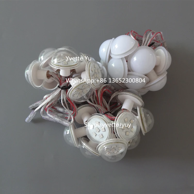 45mm 9leds Cabochon funfair rgb pixel led lights with pigtails for amusement rides transparent cover