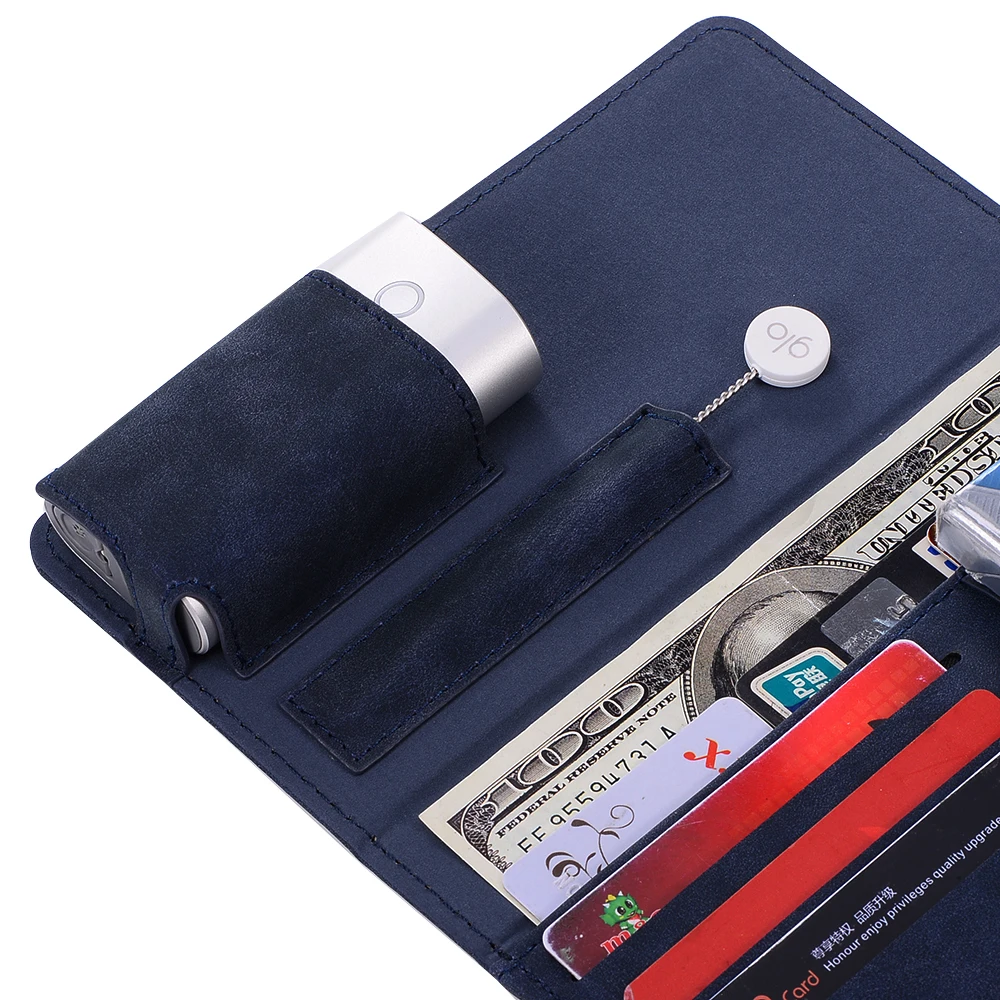 
Book Design Factory Customize Leather Flip Wallet Case for Electronic Cigarette GLO wallet PU case 