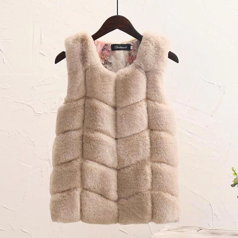 
Girls Soft Faux Fur Warm Waistcoat Sleeveless Jacket Coat Fur Vest For Children Kids 