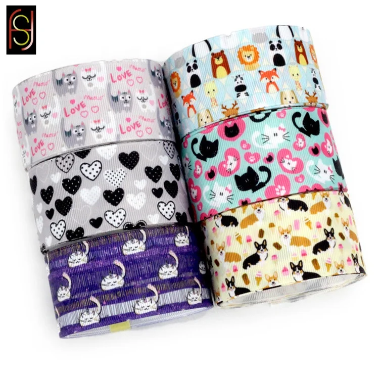 Gift package 75mm wide cartoon grosgrain ribbon sublimation ribbon