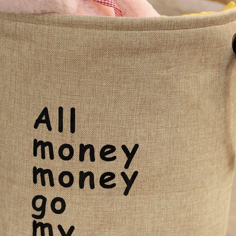 Top Quality Linen Fabric Folding Household Laundry Basket Stand