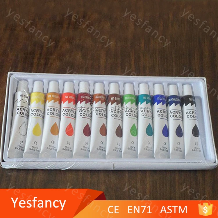 good quality 12ml 12 colours acrylic painting techniques ideas