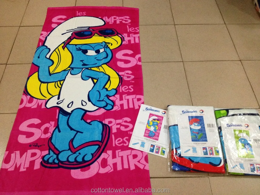 Factory OEM Custom Personalized Logo bath towel Cotton  Cartoon  Printed kids children towel Soft Highly Absorption  Beach Towel