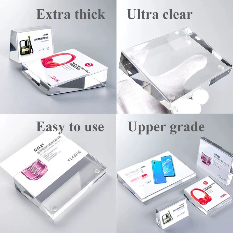 
High quality table advertising Acrylic Sign Holder transparent slanted back sign holder 