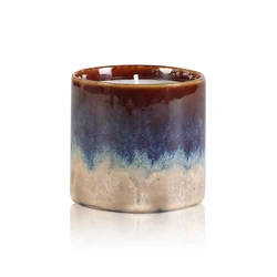 M&SENSE Customized Gradient Polychromatic Marble Round Ceramic Candle Jar