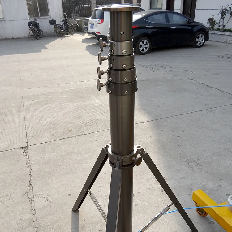 Pneumatic telescopic mobile tripod hard anodizing light locking solar antenna pole mast