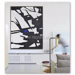 Modern wall decor black and white abstract oil painting on canvas