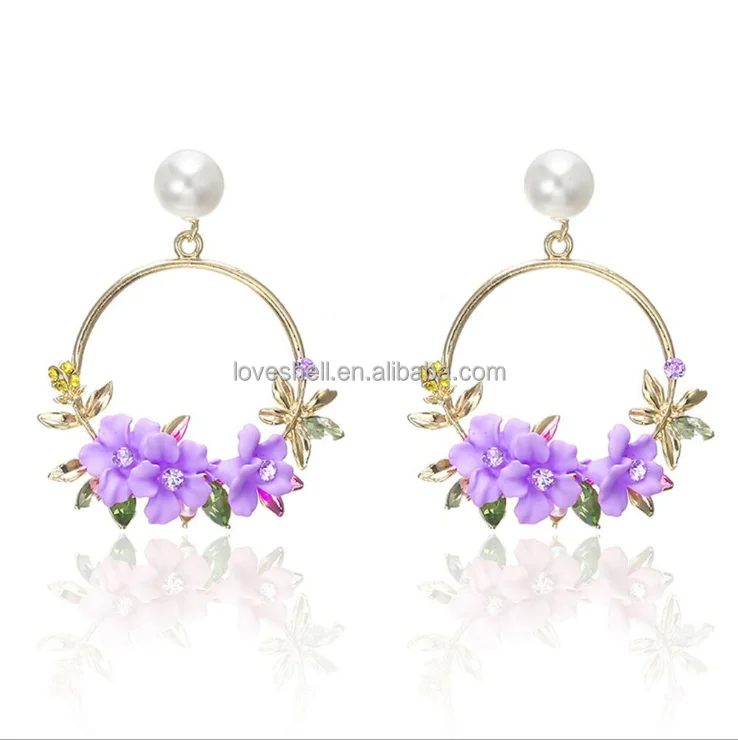  Лидер продаж модные серьги в форме цветка из полимерной глины ювелирные изделия с жемчугом